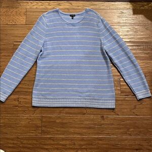 Talbots Long Sleeve Blue with Cream Stripes Cashmere Blend Sweater Size XL